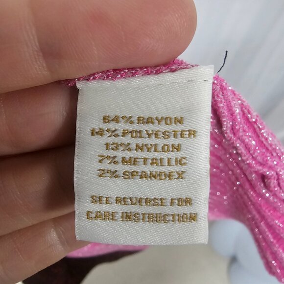 Cocobleu Cardigan Dress Pink Burgundy Metallic Ribbed Knit Colorblock L NWT - Picture 7 of 11